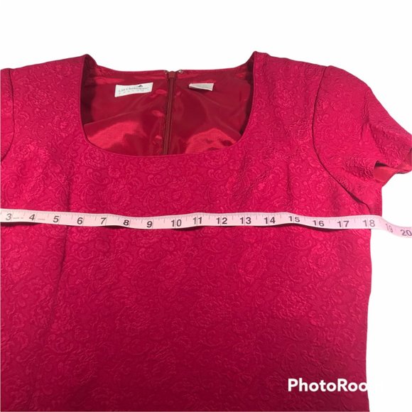 Liz Claiborne Women's Red Silk Short Sleeve Size 10 Dress Preowned - Picture 8 of 12